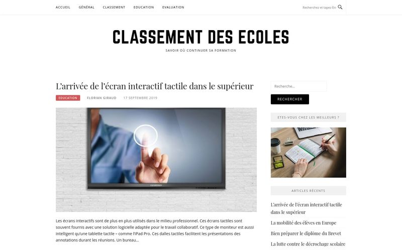 Classement des ecoles - Savoir où continuer sa formation